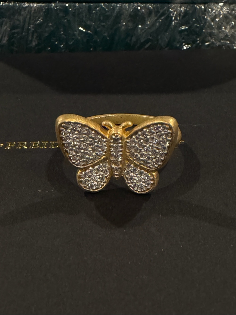 Freida Rothman FR 925 Stamped Gold Plated Cocktail Butterfly Ring with Pavé - - Picture 6 of 8